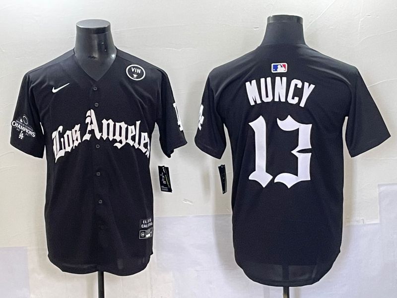 Men 2025 Los Angeles Dodgers #13 Muncy Black Five generations Joint Name Nike MLB Jersey style 4->indiana pacers->NBA Jersey
